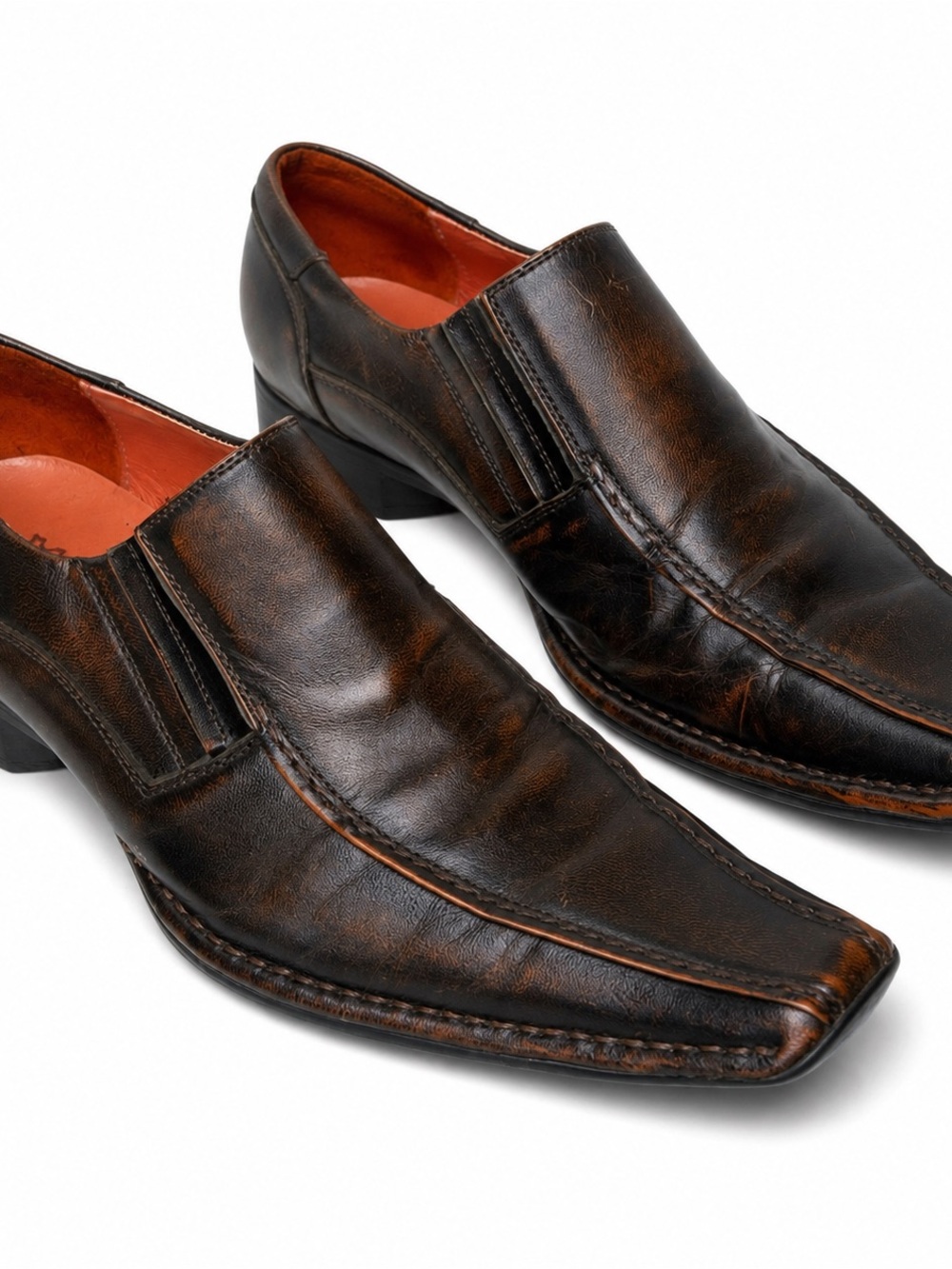Aldo Men's Distressed Dark Brown Leather Slip-On Loafers